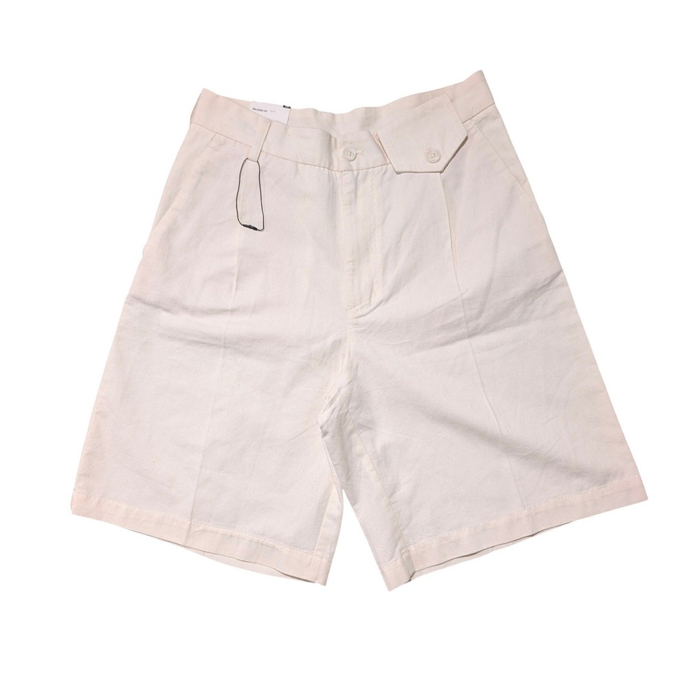Zara Relaxed Fit Shorts Mens 30 Off White Cotton Hemp Blend Pleated Resort NEW